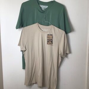 Happy Earth Tshirt medium women beige tan green bundle lot two